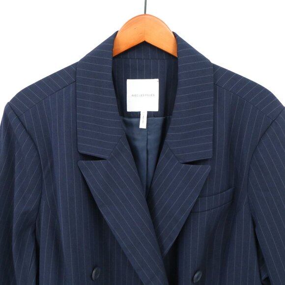 NWT Avec Les Filles Tailored Navy Double Breasted Pinstripe Blazer Jacket 2X - Picture 7 of 10